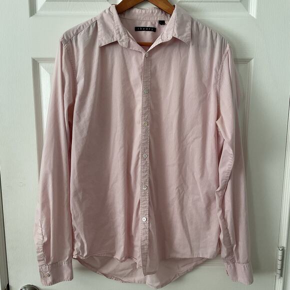 Theory Shirt Women’s Long Sleeve Button Down Pink Size L Light Cotton Blend - Picture 1 of 6